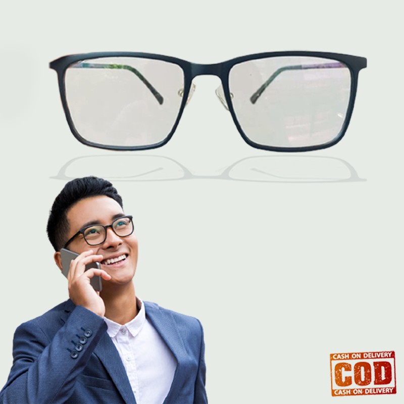Kacamata Gaya  Normal Antiradiasi Blueray Lensa Transparan Kacamata Gaya Frame Kotak Hitam Glasses