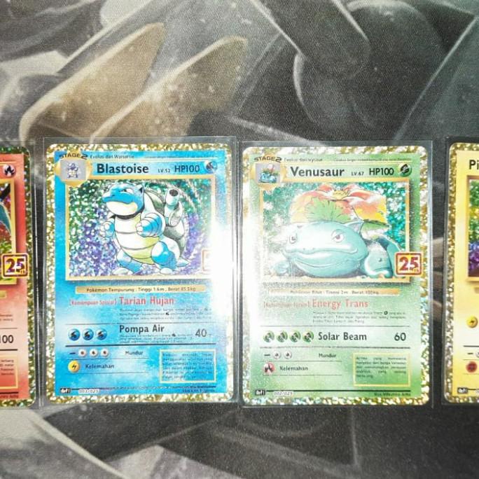 Diskon Charizard,Venusaur, Blastoise, Pikachu Promo 25Th Kartu Pokemon Tcg