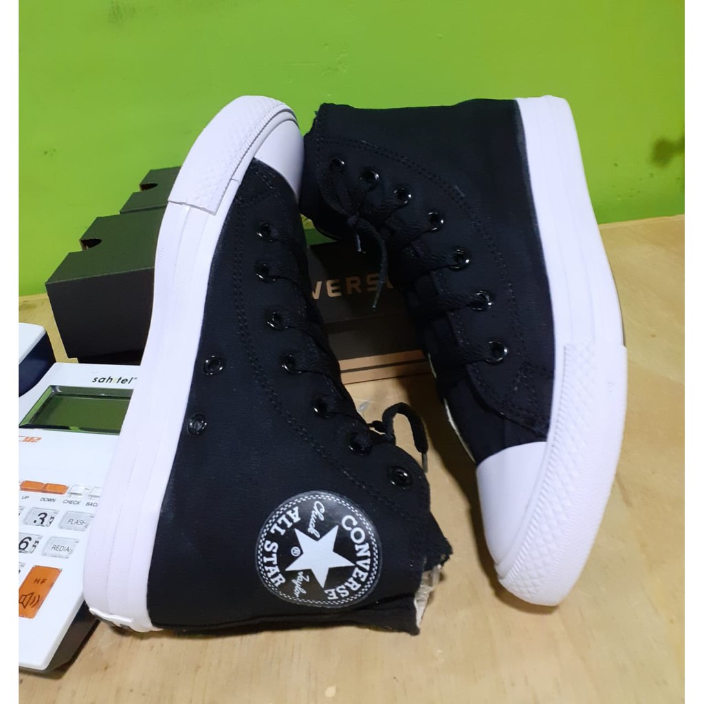 SepatU Sekolah Poxing All Star CT Chuck Taylor II 2 Lunarlon All CT Hitam Women Men Pria