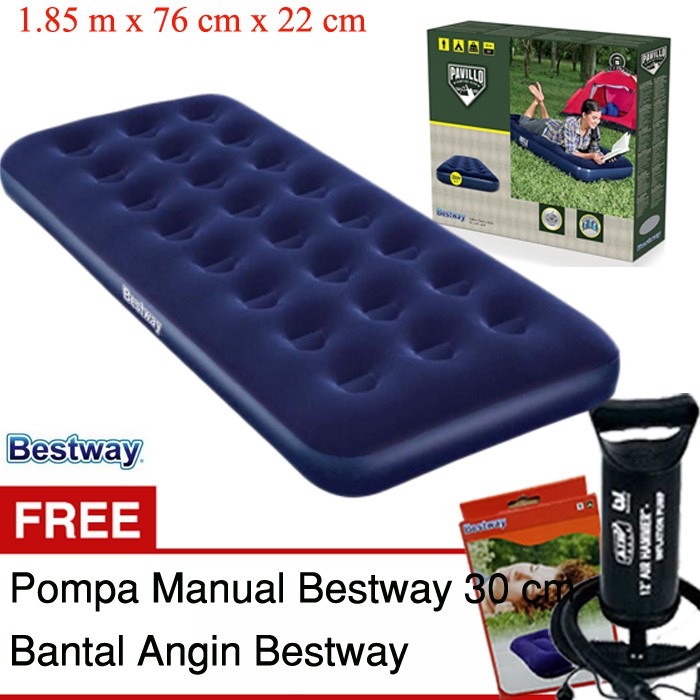Kasur Angin / Kasur Tiup BESTWAY SINGLE 67000 FREE Pompa Manual Bestway+Bantal Kepala Bestway