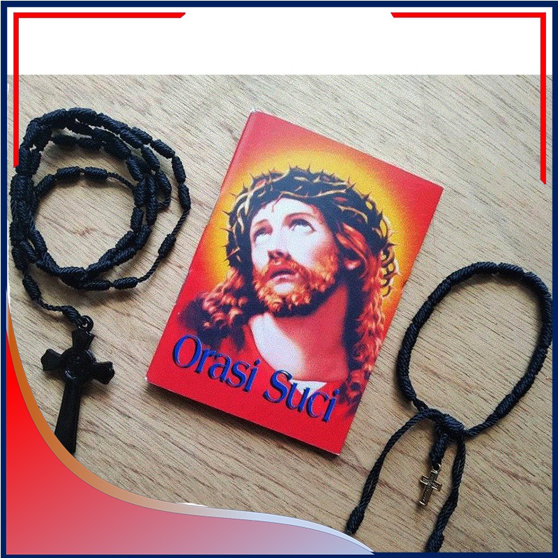SET: Rosario Tali Hitam_Gelang Tali_Buku saku Orasi Suci