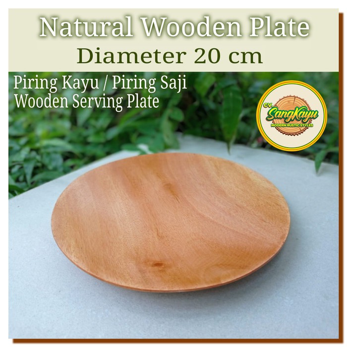 Wooden plate 20 Cm Piring kayu Wooden serving plate piring saji kayu