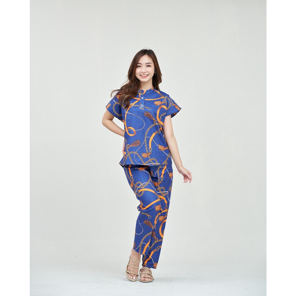 IZANY Piyama Dewasa Daily Set / One Set Aeon all size Lengan Pendek Allsize-MY SIMPLY NAVY