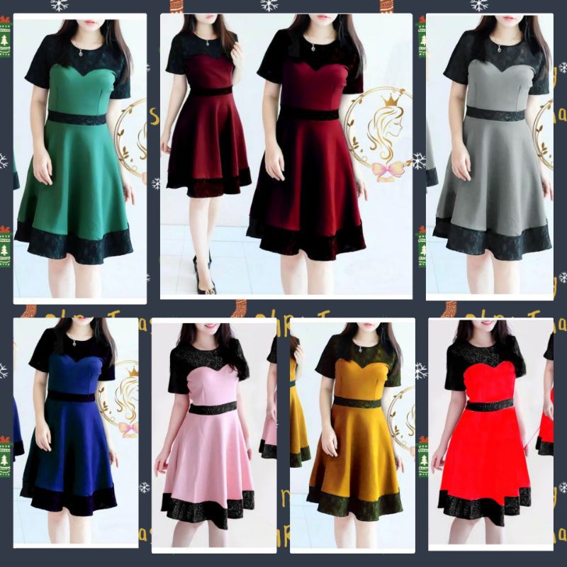 DRESS ANGELA FASHION PAKAIAN WANITA GAUN BAHAN BALOTELLI CTHM