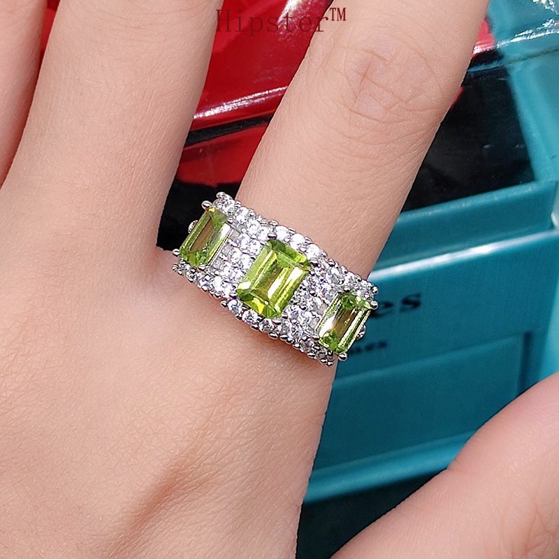 Natural Peridot Ring Fashion Luxury