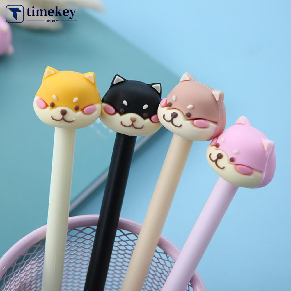 Timekey Pulpen 0.5mm Desain Kartun Anjing Shiba Inu Untuk Stationery Sekolah / Kantor / Hadiah B4R7