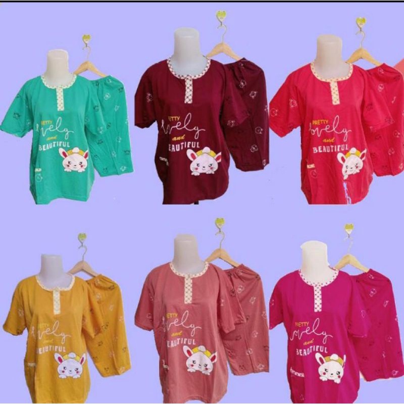 BABYDOLL 3/4 JUMBO XXL - XXXL BAHAN KAOS/ BAJU TIDUR SETELAN MURAH