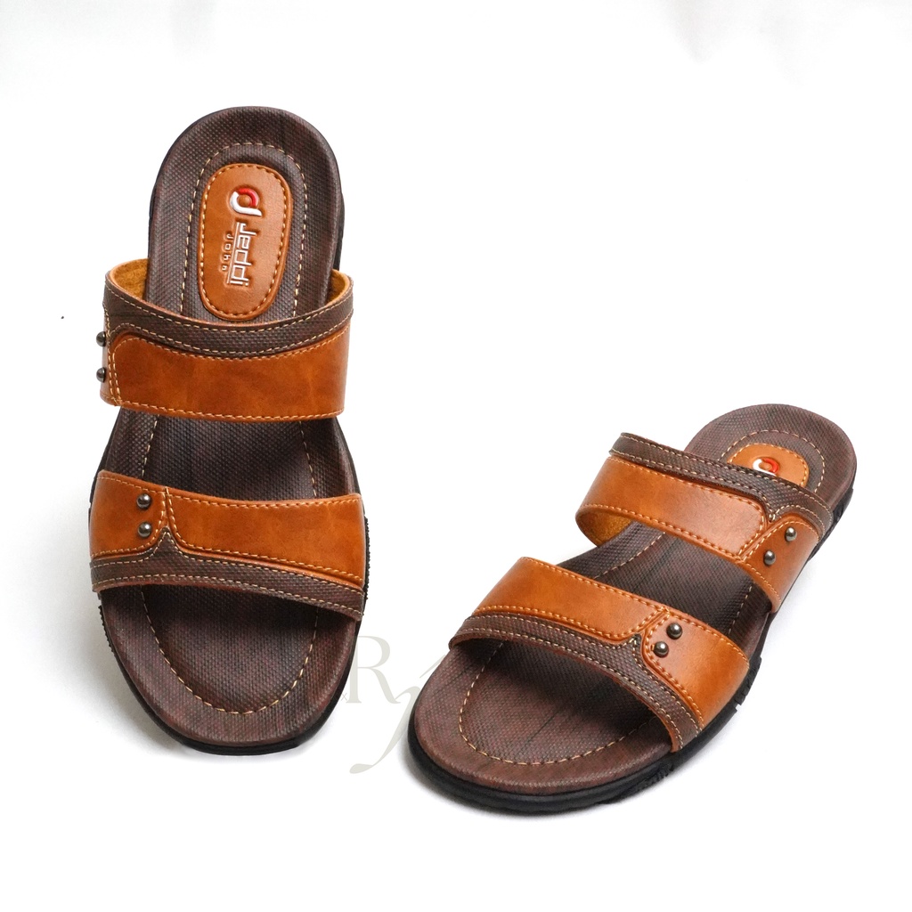 JEDDI [PK 202] Sandal Selop Kulit Sandal Kasual Pria Sandal Slide Pria Sandal Selop Ban 2 Kulit