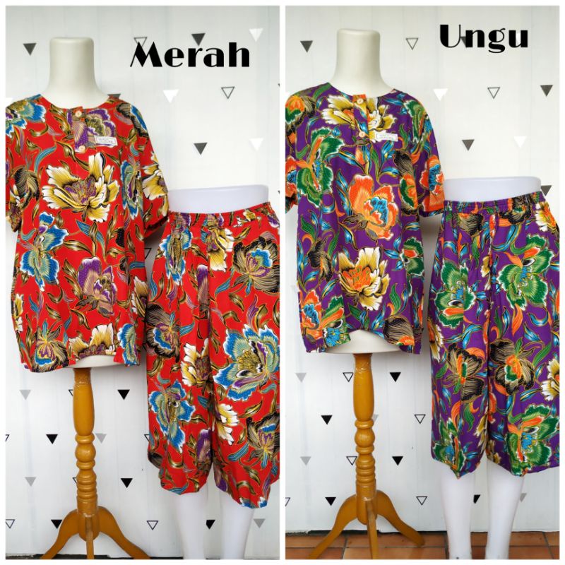 Setelan Kulot Kencana Ungu / Daster Kencana Ungu - Setelan Daster Atas Bawah Batik Kencana Ungu MX 7