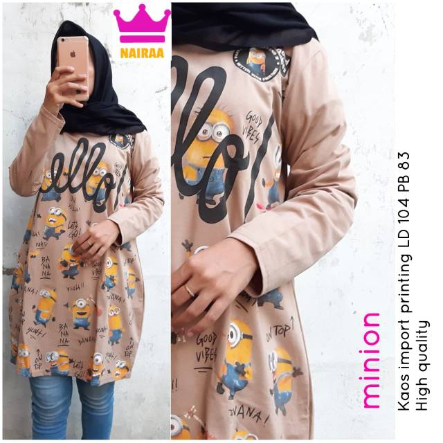 Kaos minion tunik wanita kaos wanita kaos murah