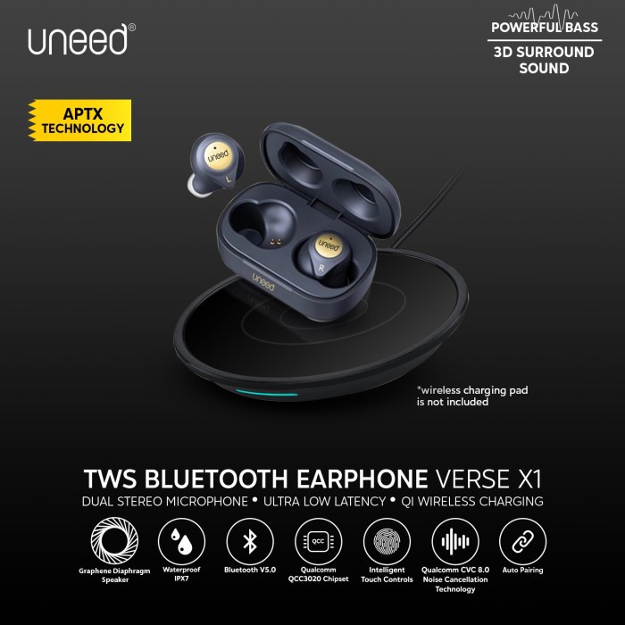 UNEED TWS Bluetooth Earphone Qualcomm APTX QCC3020 - UEP301
