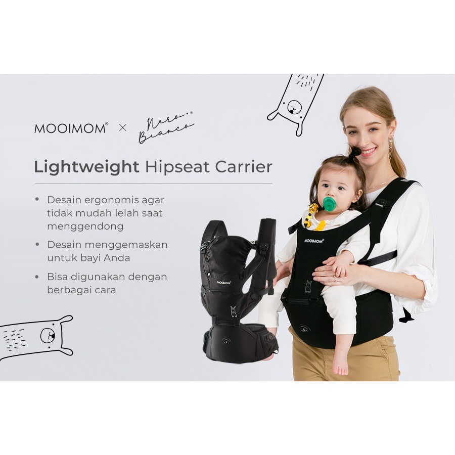 MOOIMOM X NERO BIANCO LIGHTWEIGHT HIPSEAT CARRIER