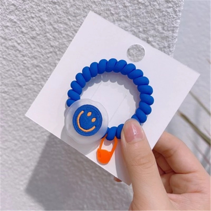 Korean Ins Style Smiley Frosted Phone Cord Hair Rope/Children Cute Elastic Hair Ties/Daily Basic Hair Accessories