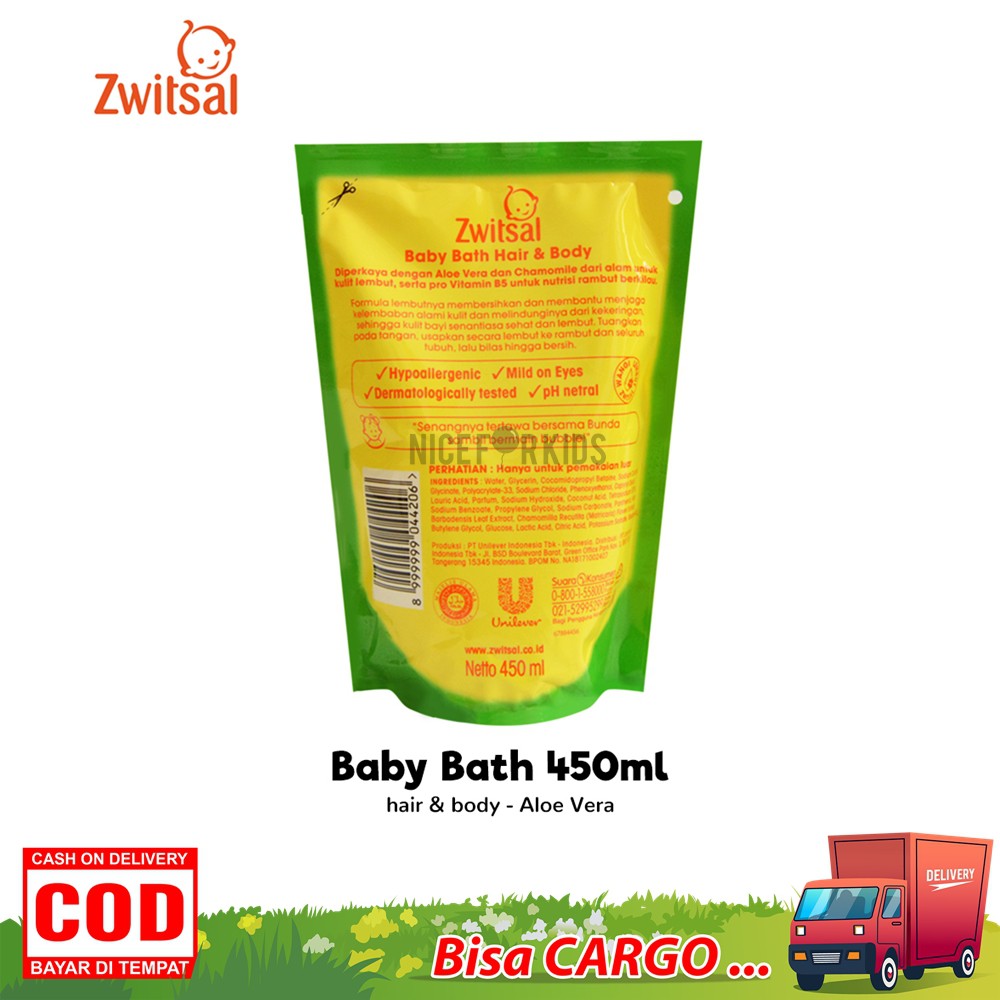 Zwitsal Baby Bath Hair &amp; Body 450 ml / 600ml Sabun Cair Dan Shampoo Bayi