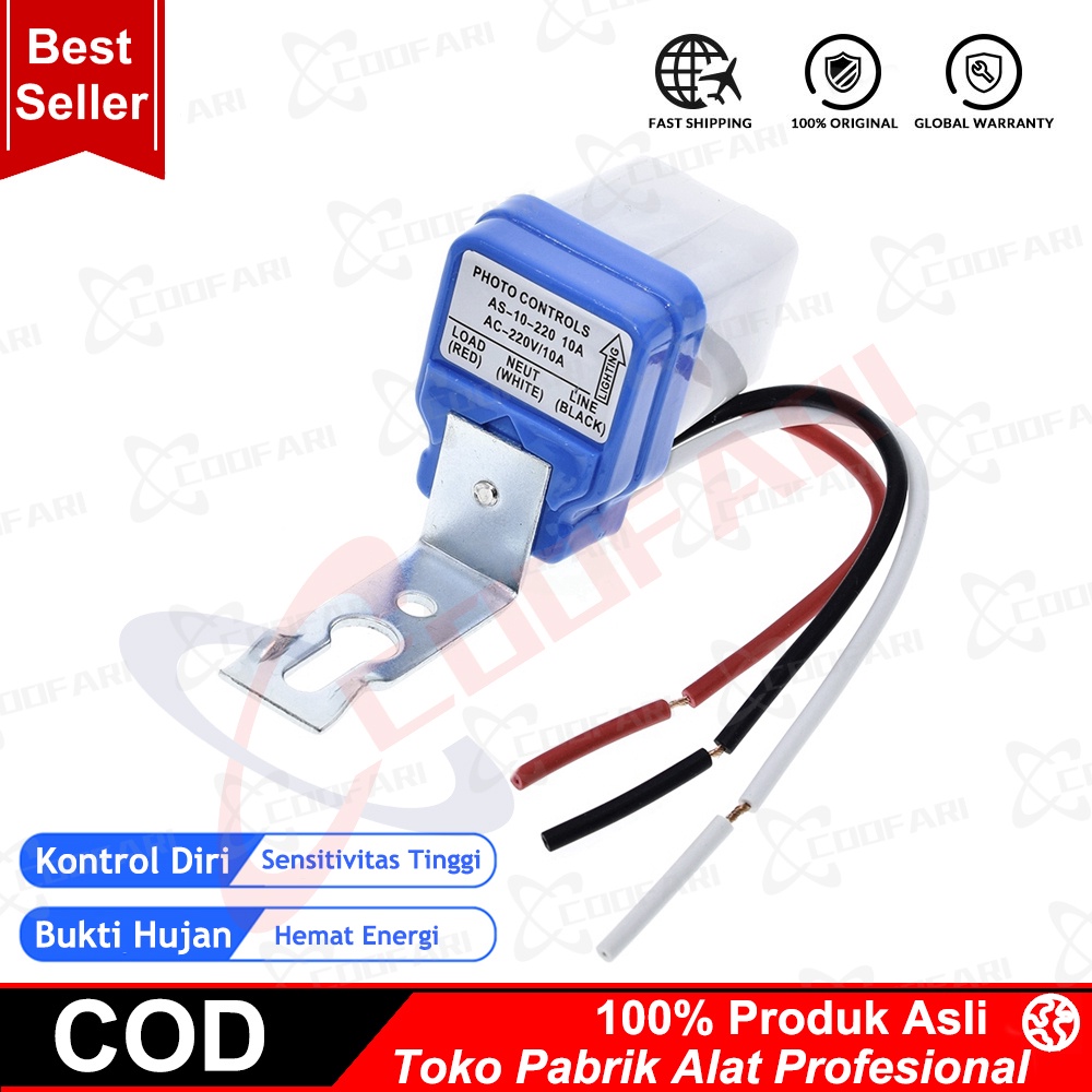 Photocell Fotosel Sensor Cahaya Lampu LED Saklar Otomatis Siang Malam 220V 10A