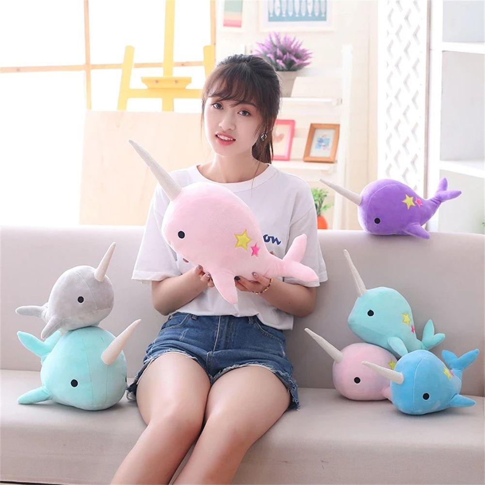 REBUY Rebuy Whale Plush Toy Hadiah Ulang Tahun Anak Hadiah Mainan Lembut Bayi Kid Girl Mainan Mewah Mainan Dekorasi Binatang Laut