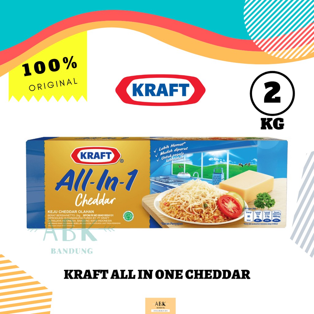 

KEJU KRAFT ALL IN ONE CHEDDAR 2KG | KRAFT ALL IN 1 CHEDDAR CHEESE 2 KG