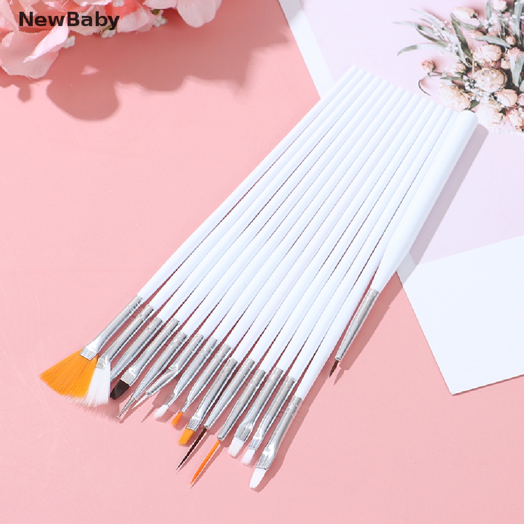 Newbaby 15Pcs / Set Kuas Lukis Kutek Gel UV Untuk Nail Art / Manicure DIY