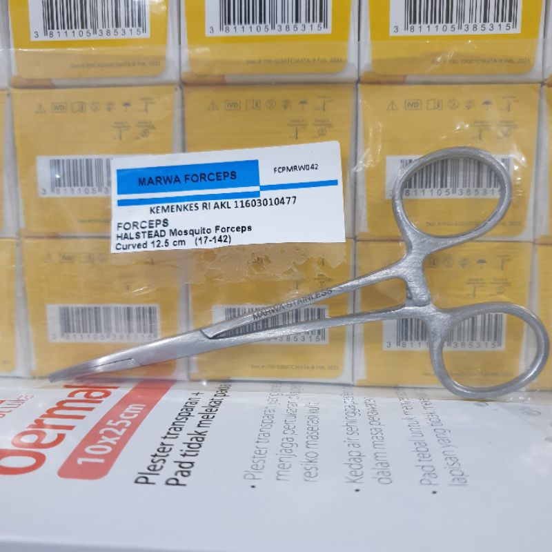 Halstead Mosquito Forcep Curved 12.5 cm Klem Mosquito Bengkok Klem Arteri