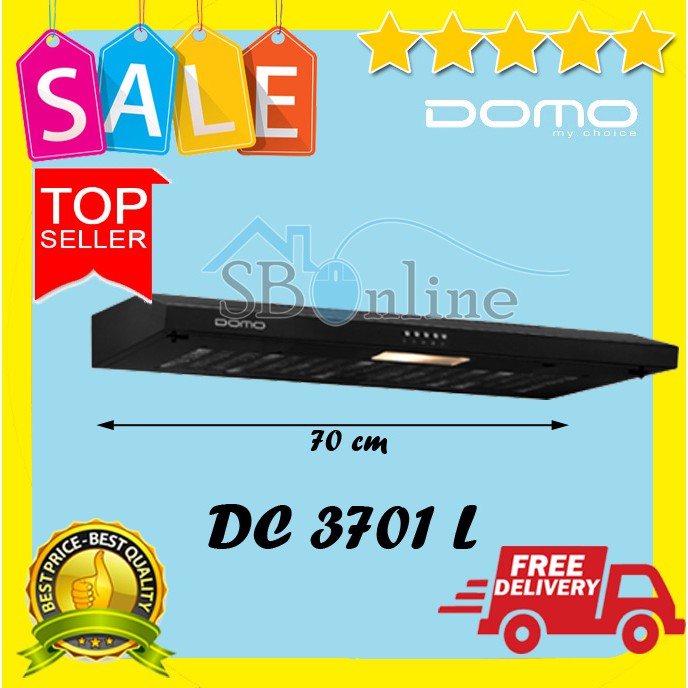 Paket Kompor Gas Tanam 2 Tungku DOMO DH 7201 Dan Cooker Hood DC 3701 L Garansi Resmi