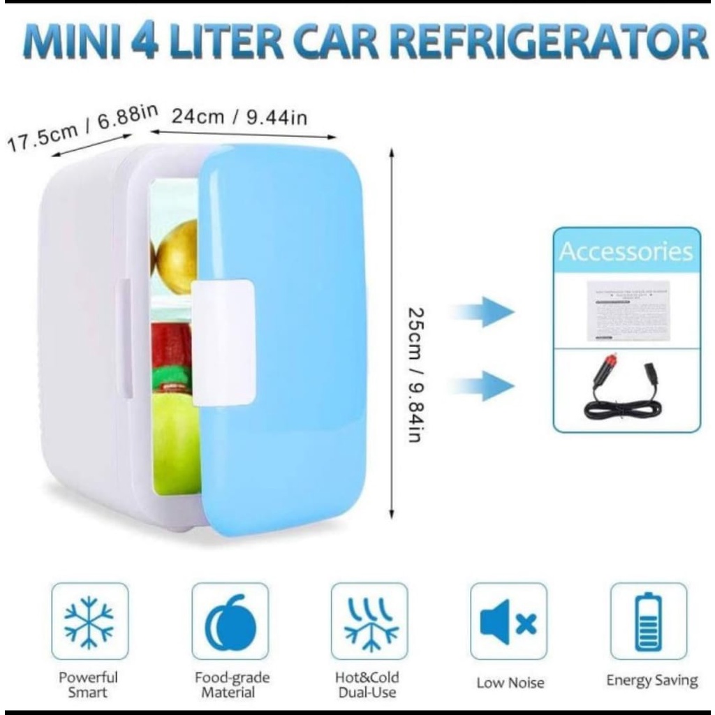 2in1 AC &amp; DC Gratis Adaptor / Kulkas Mini Portable Mobil 4L | 2 in 1 Car Refrigrator Cooler and Warmer / 2in 1Kulkas AC mobil Rumah