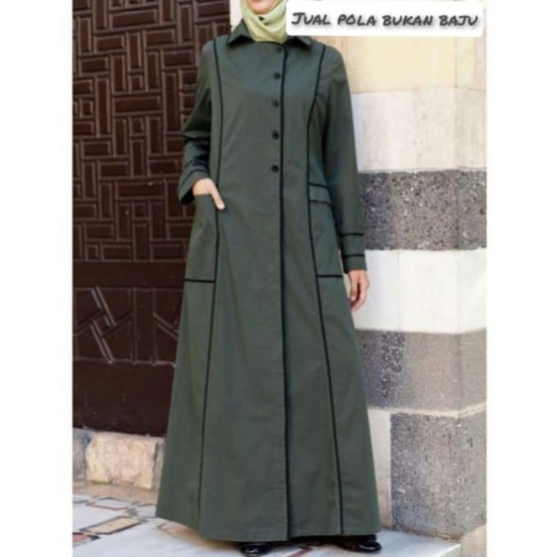 pola instan pola jiplak gamis Aline modern