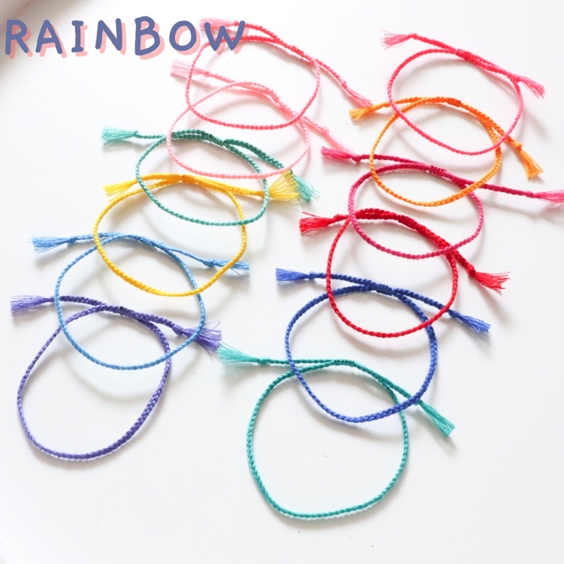 PART 3 - RAINBOW gelang tangan tali kepang basic polos loliastuff (braided polos/ gelang kepang/ gelang braided/ gelang polos/ gelang unisex/ gelang friendship/ gelang couple/ gelang warna/ gelang murah / gelang bracelet/ gelang laris)