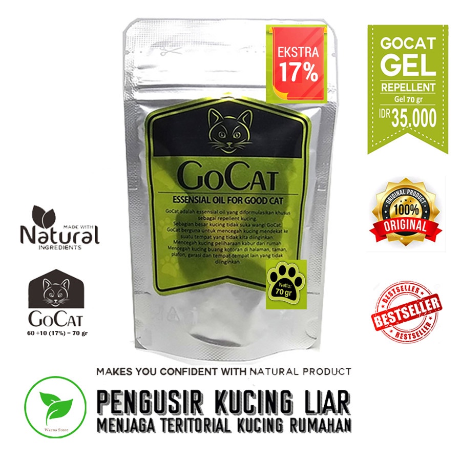 GoCat Gel 70 g Pengusir Kucing Kemasan Ekonomis Alat pengusir kucing alami terbaik untuk cegah kucing buang kotoran sembarangan, usir kucing liar