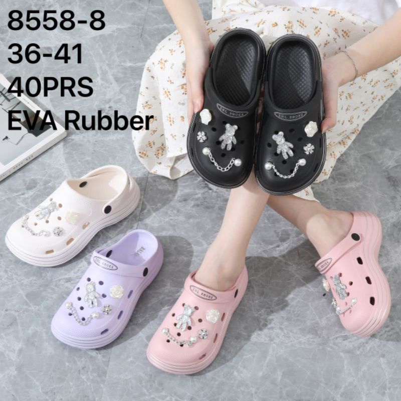 SEPATU SANDAL JELLY WANITA CLOG JIBBITZ SANDAL VIRAL SANDAL FUJI MOTIF RANTAI