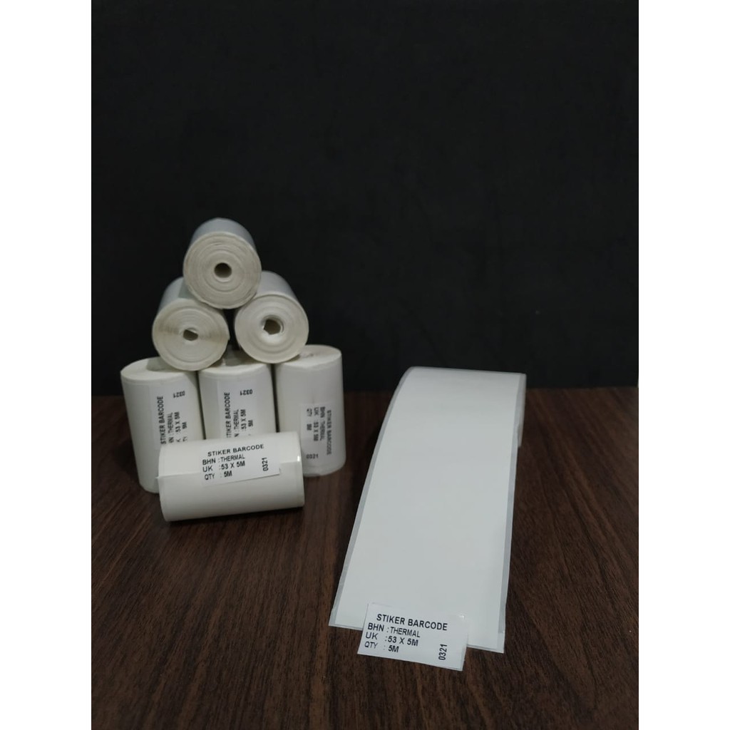 Stiker Label 53X5M Continuous Resi Sticker Cocok Printer 58MM Portable Alamat Pengiriman Con 53X5 53