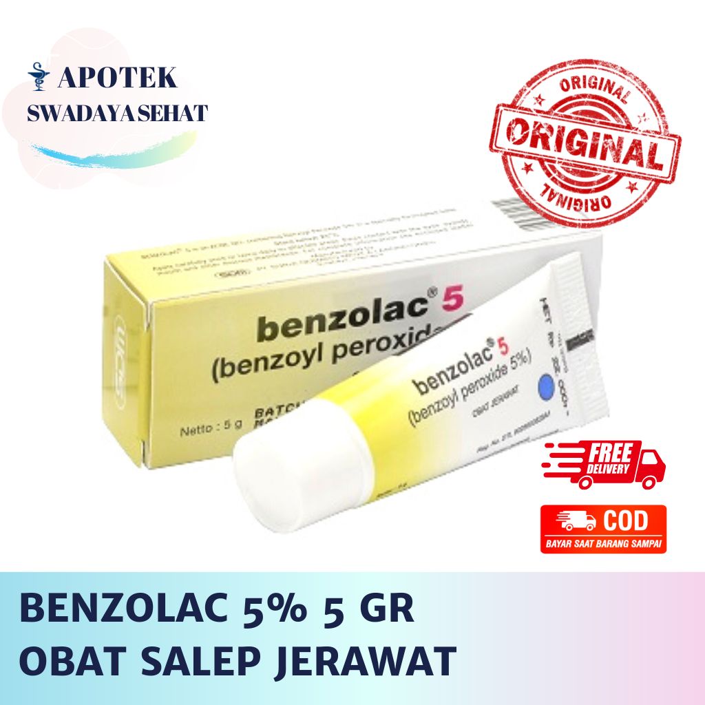 BENZOLAC 5% 5 GR - Salep Krim Obat Jerawat Gel Benzoyl