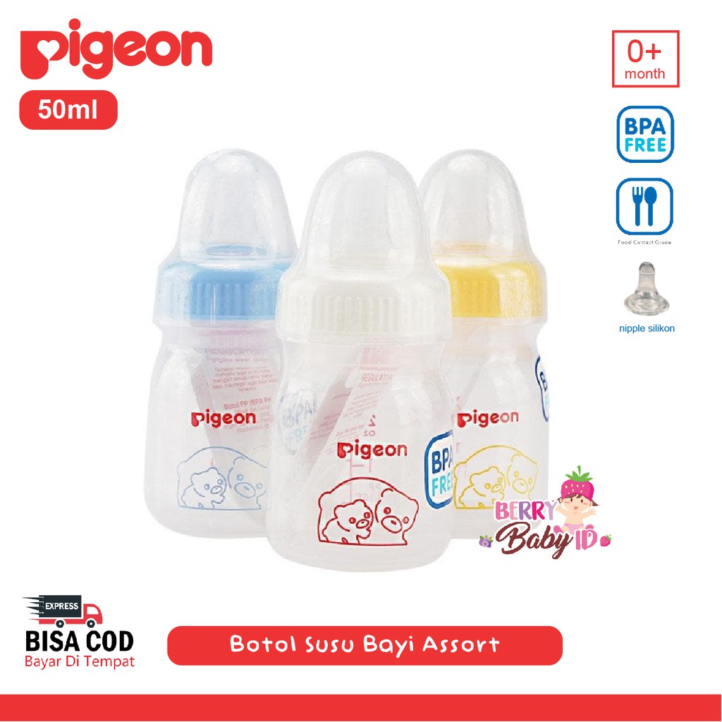 Pigeon Baby Bottle Standar Assort PP Botol Susu Bayi 50 ml BPA Free Berry Mart