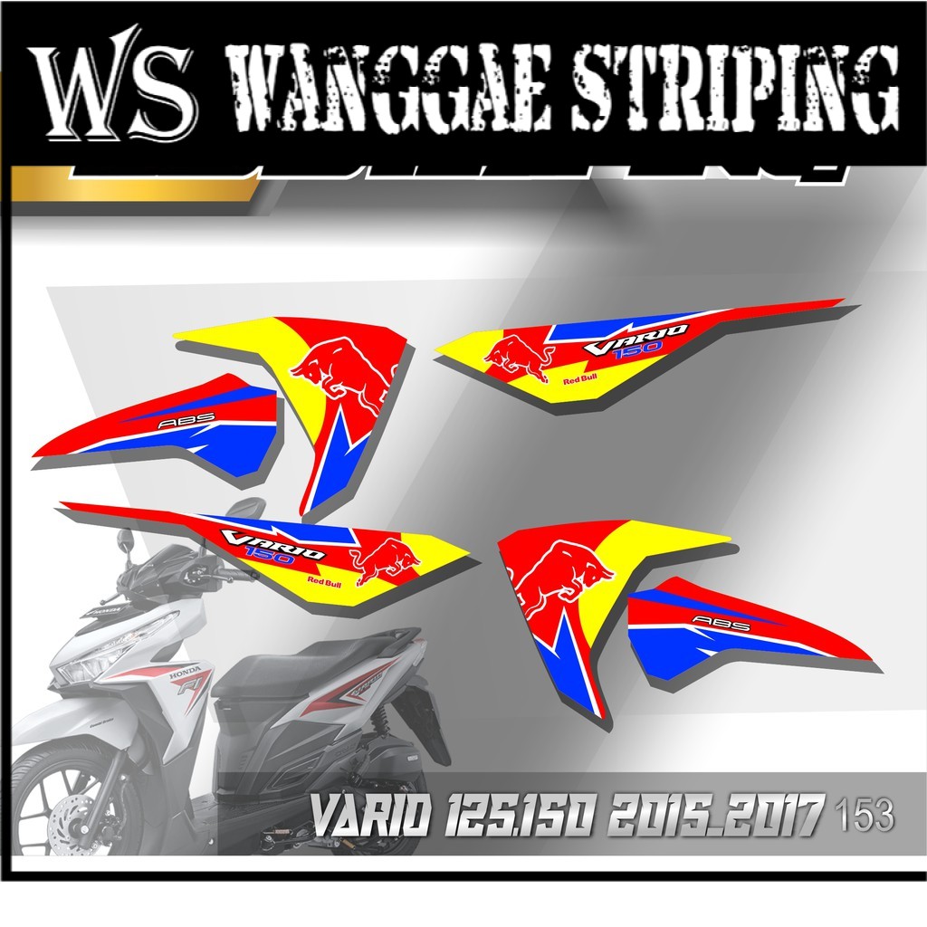 0153 Striping Stiker Variasi list Vario FI 2015 125 & 150 Redbull