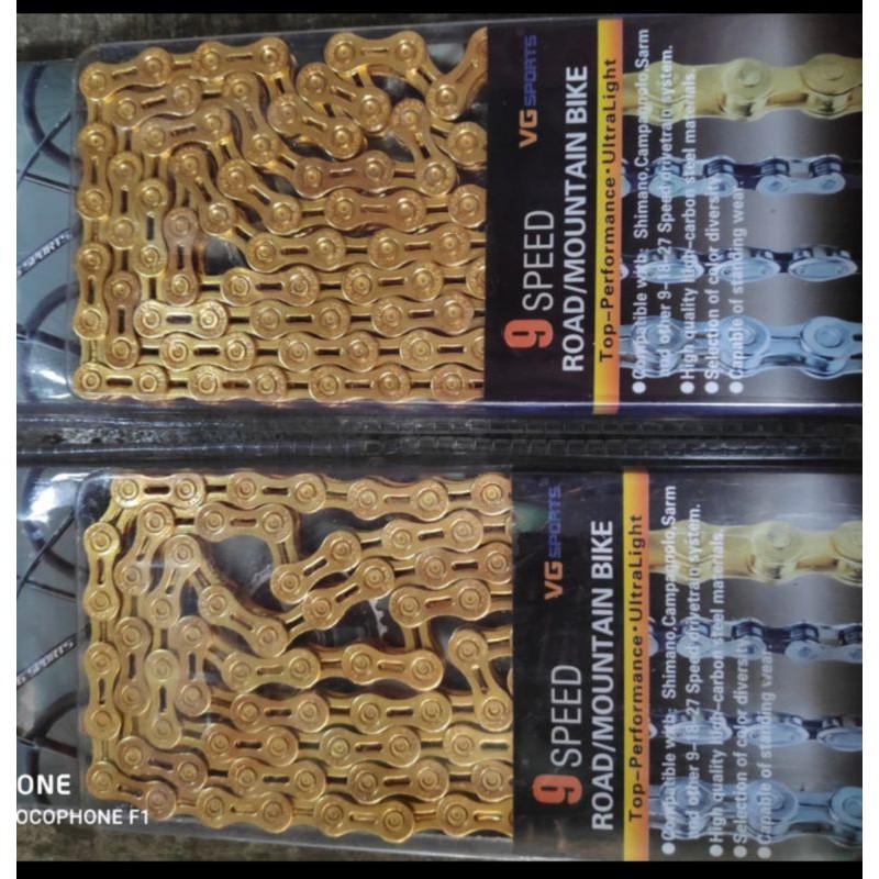 VG Sports Rantai Sepeda 9 Speed Half Hollow Rantai Sepeda Gold