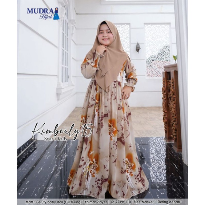 Kimberly Kids 15 Kimberly Kids Setelan Set Syar'i Anak Cerutty Babydoll Motif