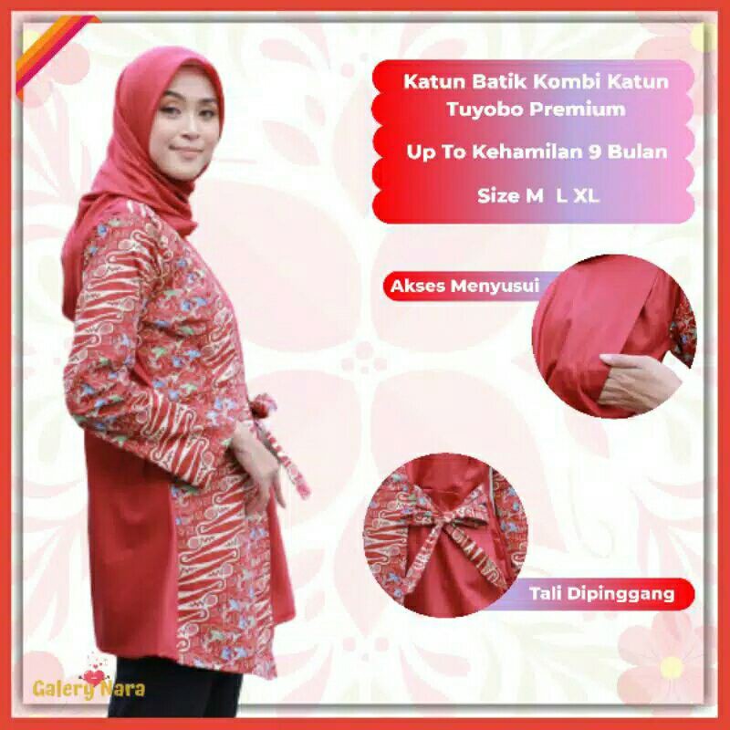 blouse batik hamil menyusui.baju kerja batik Busui bumil