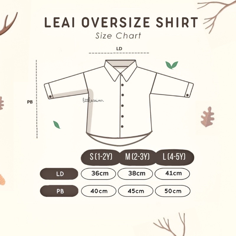 LITTLECAIM - LEAI OVERSIZE SHIRT ( kemeja anak oversize unisex)