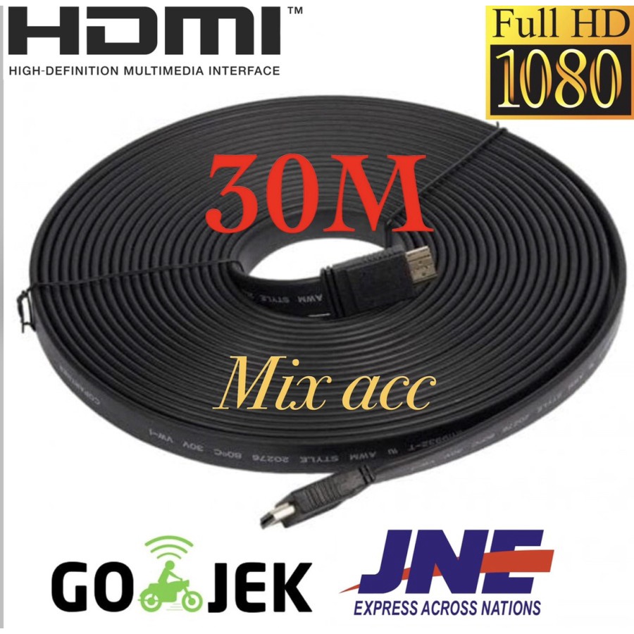 KABEL HDMI TO HDMI 30M FLAT VERSI 1.4 3D 1080P 30 m MALE to MALE HDMI