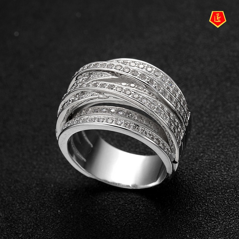 [Ready Stock]Multi-Layer Micro Inlaid with Diamond Ring Fashion Personality