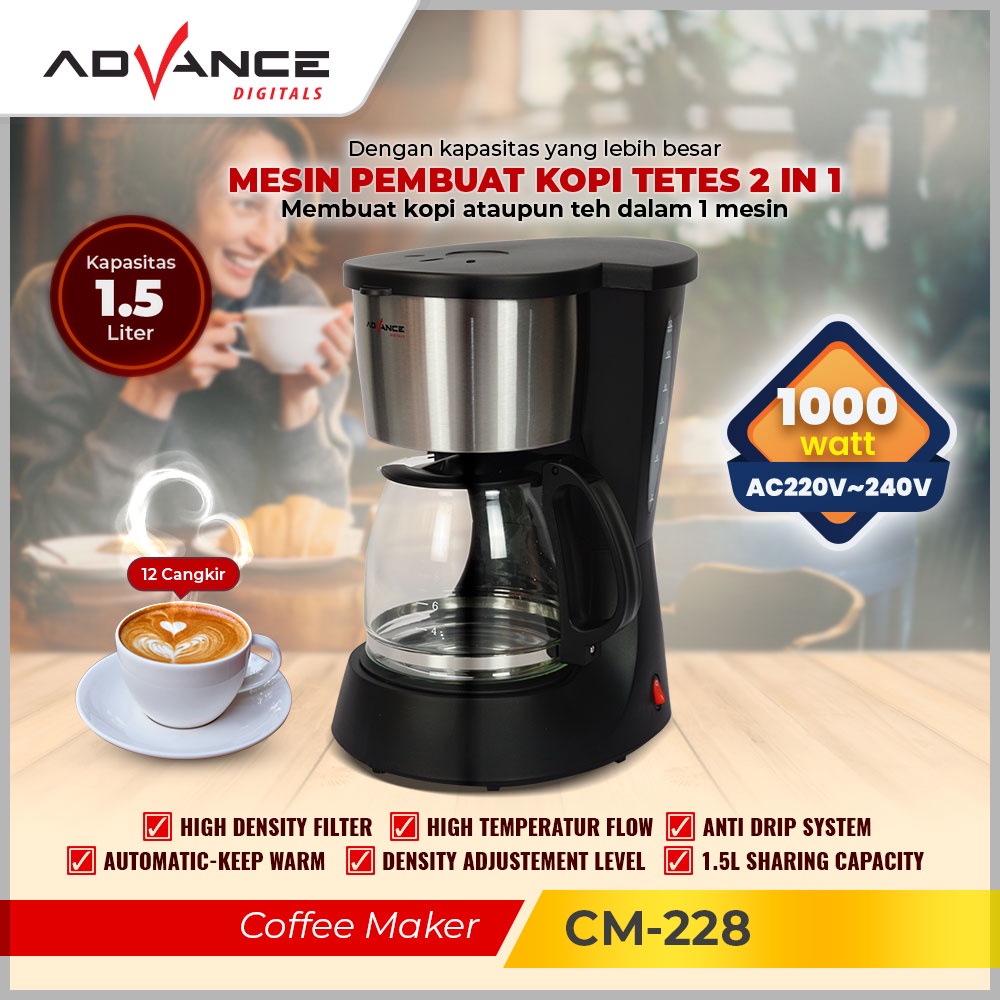 Advance Coffee Maker 750ml Mesin Pembuat Kopi CM208A Garansi 1 Tahun