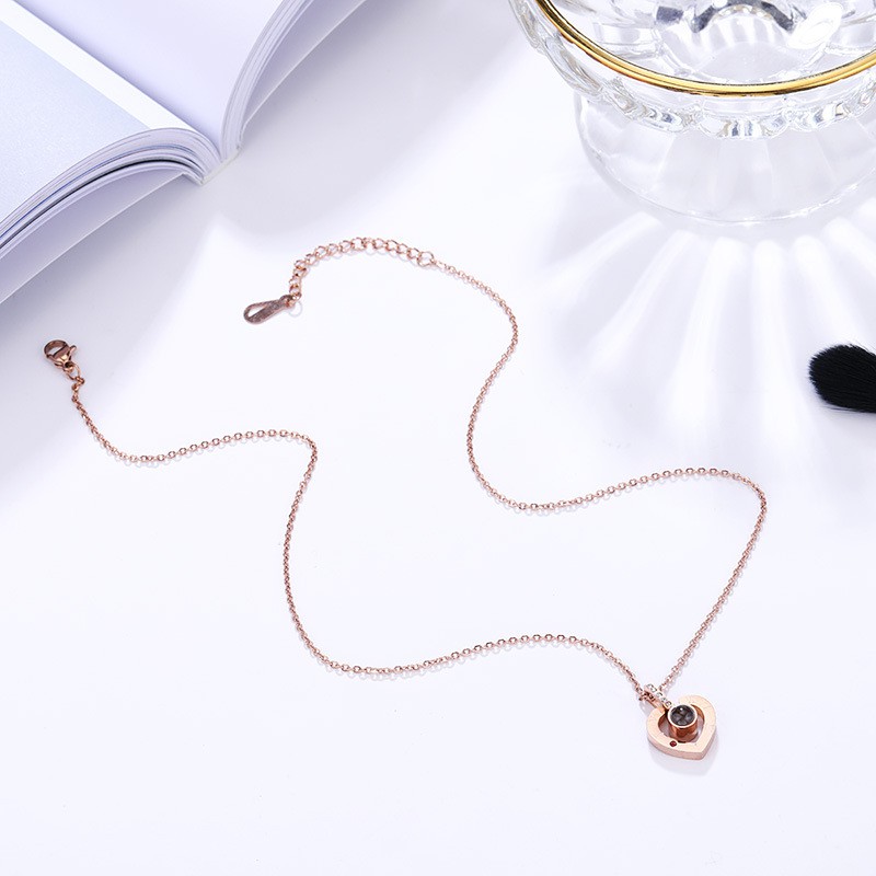 [New] Kalung love permata titanium mini korea hadiah wanita cewek 316L anti karat KK158