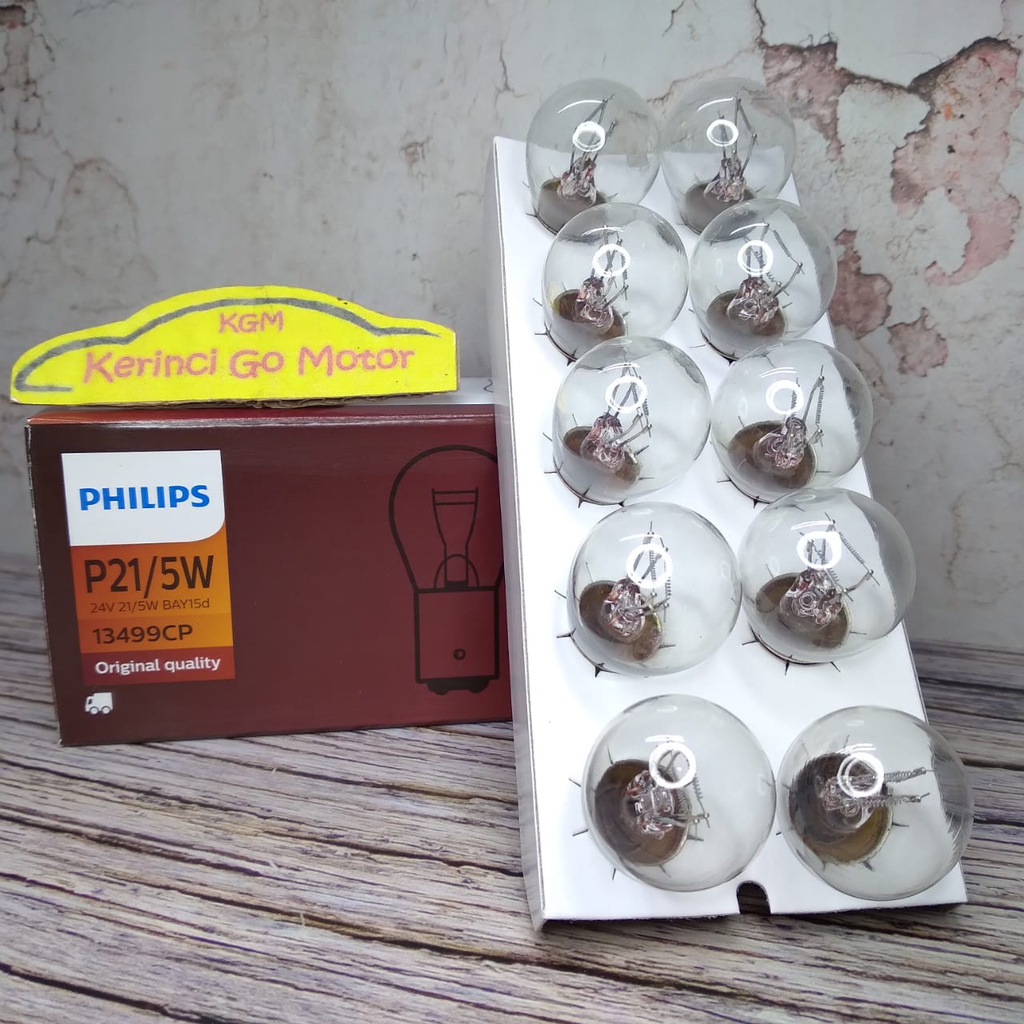 BOHLAM PHILIPS P21/5W 24V 13499CP - LAMPU REM PHILIPS KAKI 2 BESAR 24V