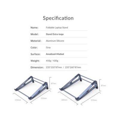 Laptop ipad mac-book tab orico aluminium raise sight portable foldable anti slip ma15 ma-15