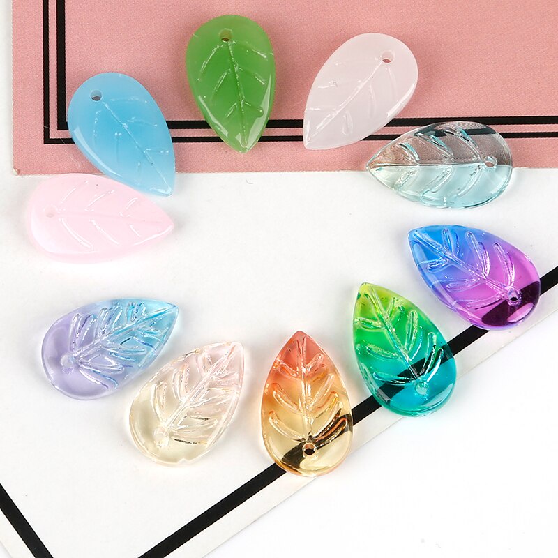 18*11 Handmade Glass Leaf Beads Hole 1.5mm 5 pcs/Lot Leave Glass Beads for Pendant Dangles Earrings Untuk Aksesoris Pembuatan Perhiasan Liontin DIY