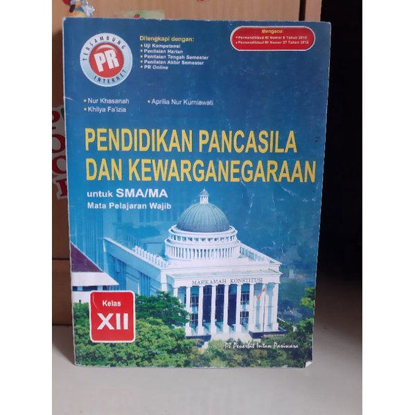BUKU PR PPKN KELAS 12 INTAN PARIWARA PRELOVED ORIGINAL