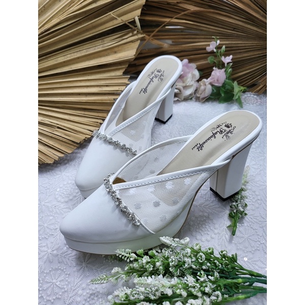 sepatu wedding pesta Alexna putih 9cm tahu