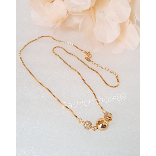 Kalung Koye Fashion Bola Permata Permata zircon impor dewasa lapis emas 18K