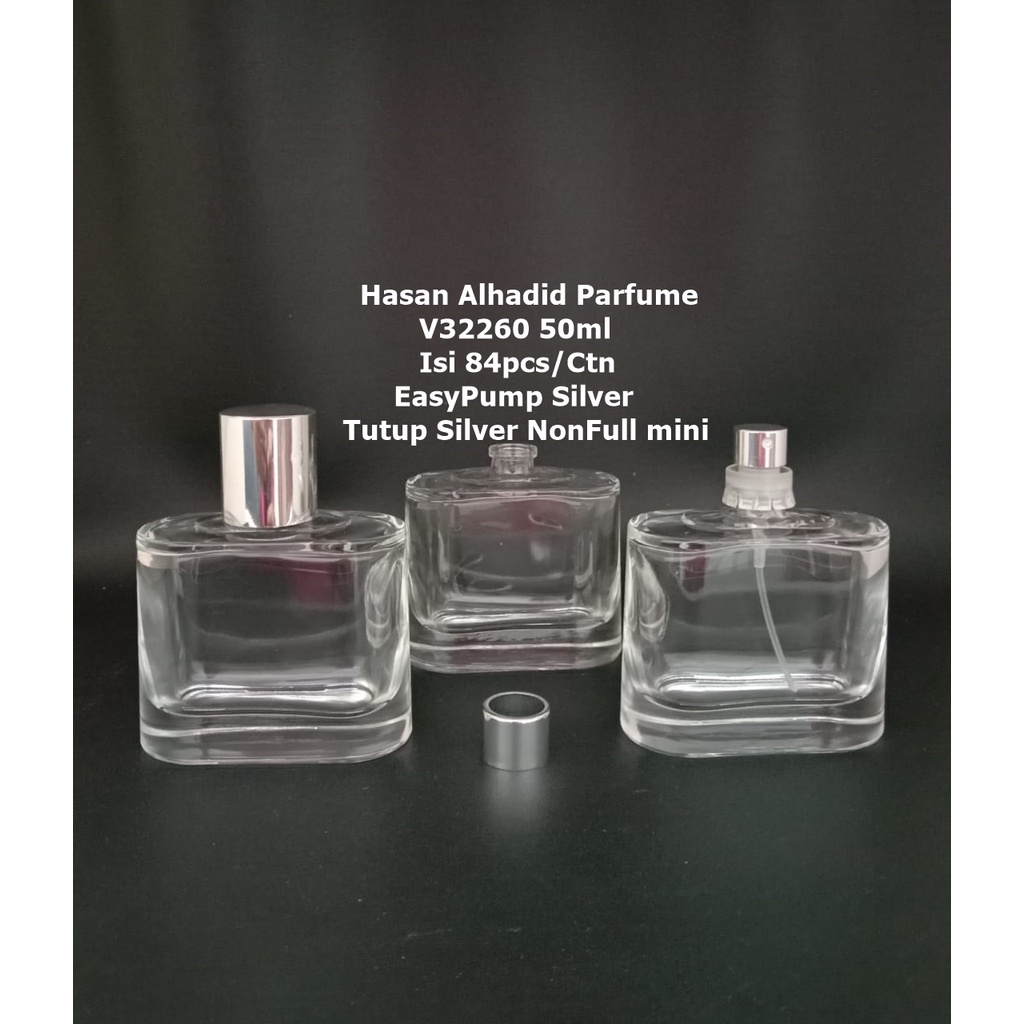 Botol Parfume V32260 50ml Easypum Silver Tutup Silver NonFull Mini/Dus isi @128pcs