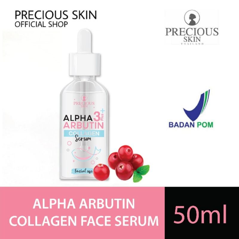 Alpha Arbutin 3Plus Whitening Collagen Face Serum Pemutih Wajah Glowing Shiny Original Bpom