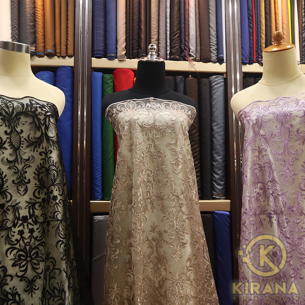 Kain tile tule tille gliter / kain brokat tile mewah / kain tile kebaya gaun pesta dress premium